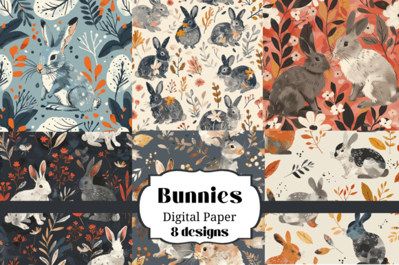 8 Seamless Rabbit Backgrounds: Versatile Digital Paper for Creatives