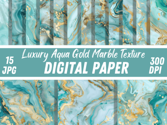 Aqua Gold Marble Texture Backgrounds for Elegant Design