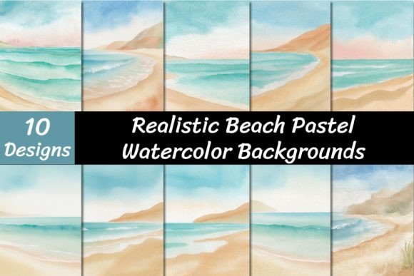 Beach Pastel Watercolor Backgrounds: Soft, Summery Style