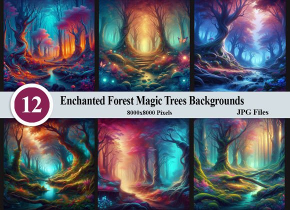 Enchanted Forest Magic Trees Backgrounds: A Digital Toolkit