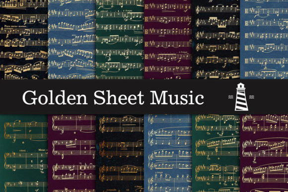 Golden Sheet Music Backgrounds: A Vintage Creative Asset