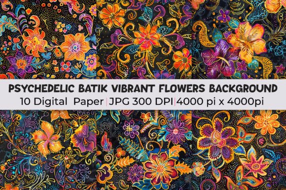 Infuse Energy with Psychedelic Batik Flowers Backgrounds