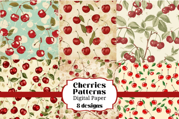 Red Summer Cherries SEAMLESS Backgrounds: Vibrant Patterns for Creative Projects