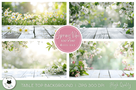 Spring Flowers Table Top Backgrounds for Designers